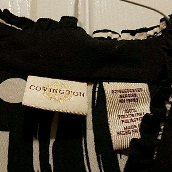 Covington black cream blouse Sz. L - Picture 3 of 4